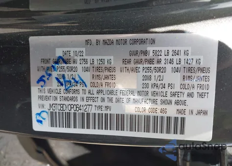 2023 Mazda Cx-9 Grand Touring from USA, damaged, VIN JM3TCBDY0P0541277